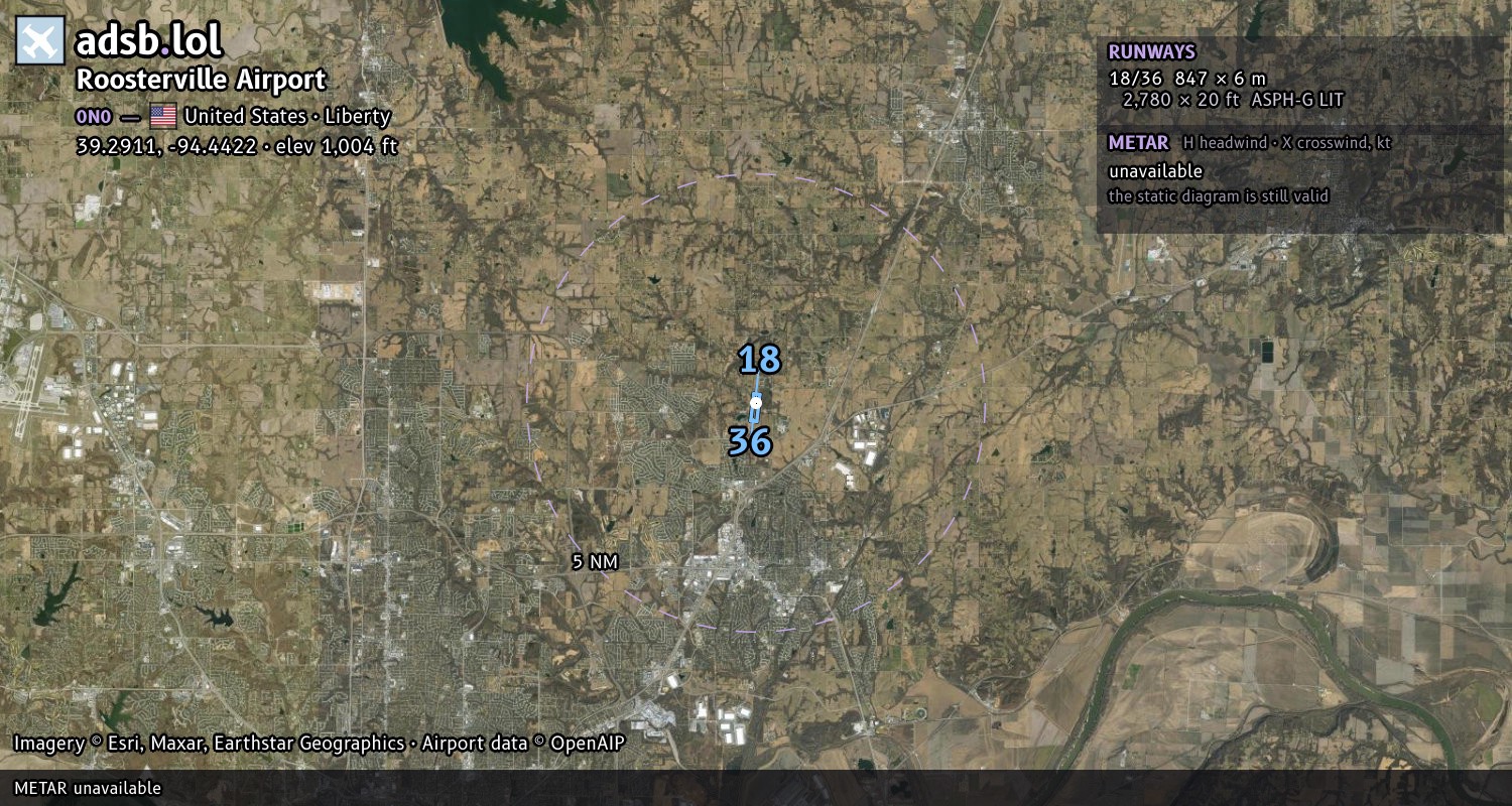 Satellite map with the runway layout of Roosterville Airport (0N0)
