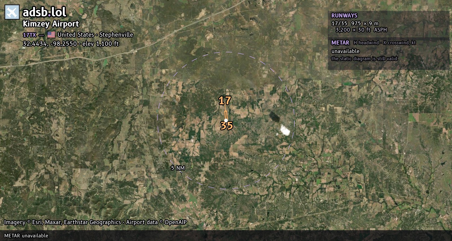 Satellite map with the runway layout of Kimzey Airport (17TX)