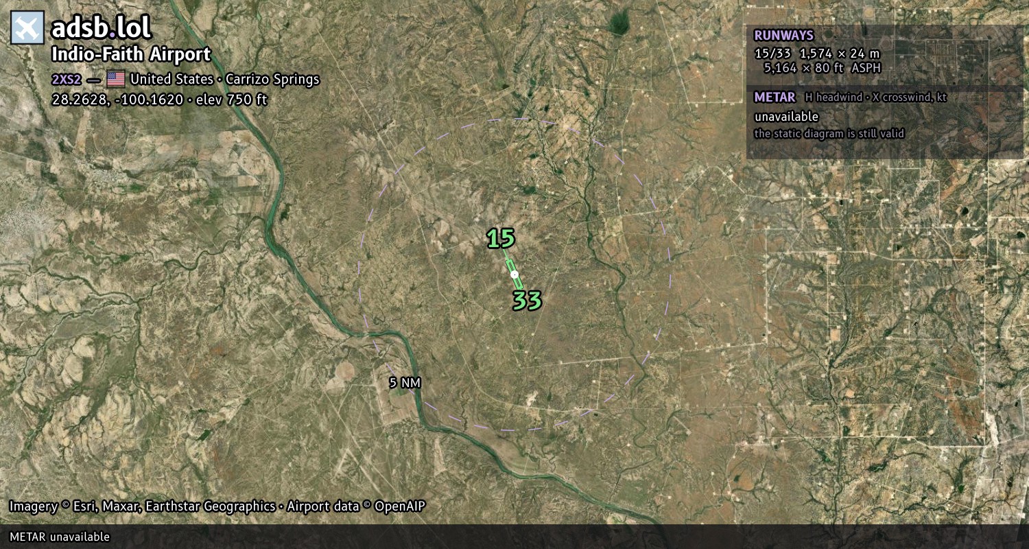 Satellite map with the runway layout of Indio-Faith Airport (2XS2)