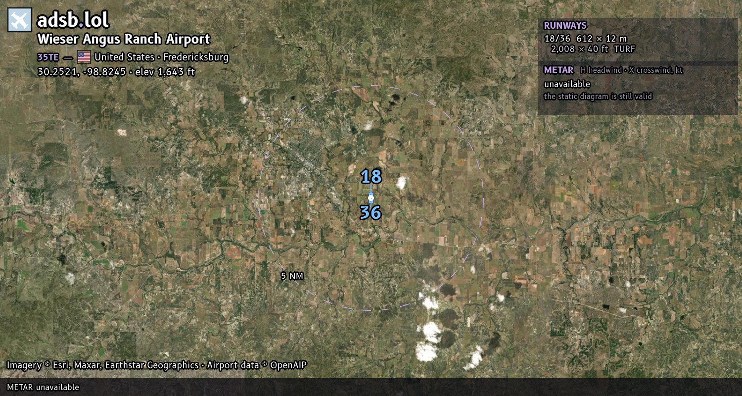 Satellite map with the runway layout of Wieser Angus Ranch Airport (35TE)