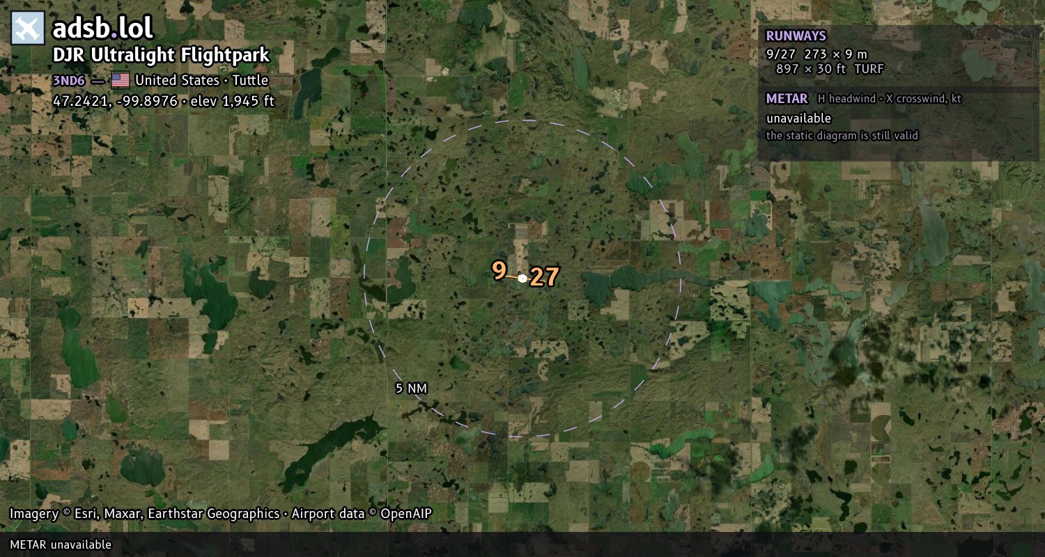 Satellite map with the runway layout of DJR Ultralight Flightpark (3ND6)