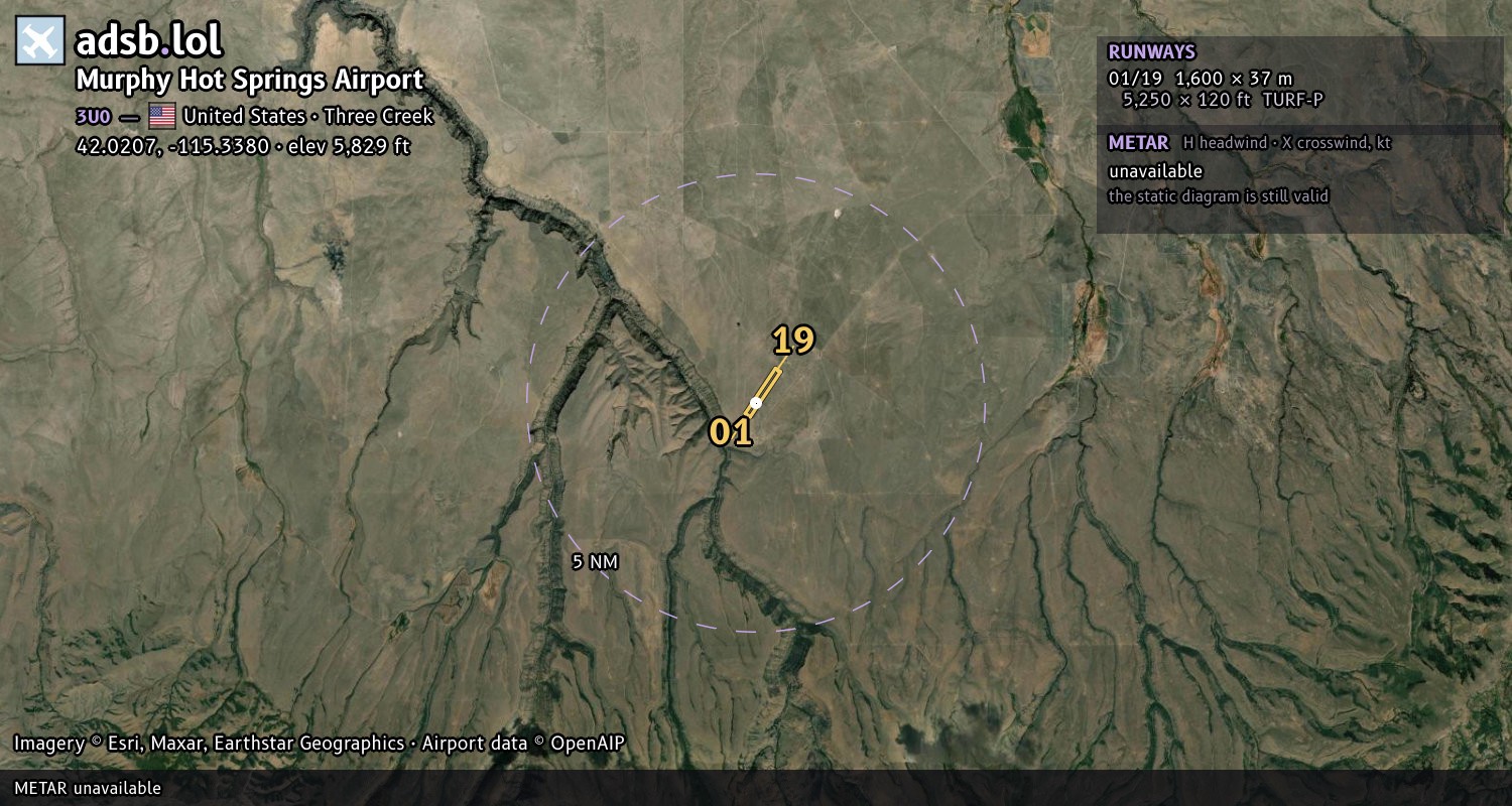 Satellite map with the runway layout of Murphy Hot Springs Airport (3U0)