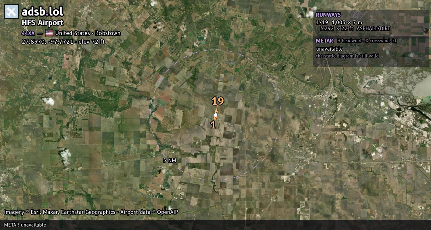 Satellite map with the runway layout of HFS Airport (44XA)