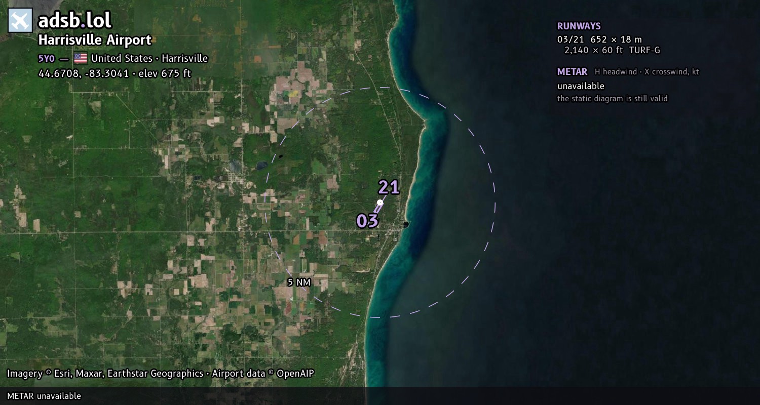 Satellite map with the runway layout of Harrisville Airport (5Y0)
