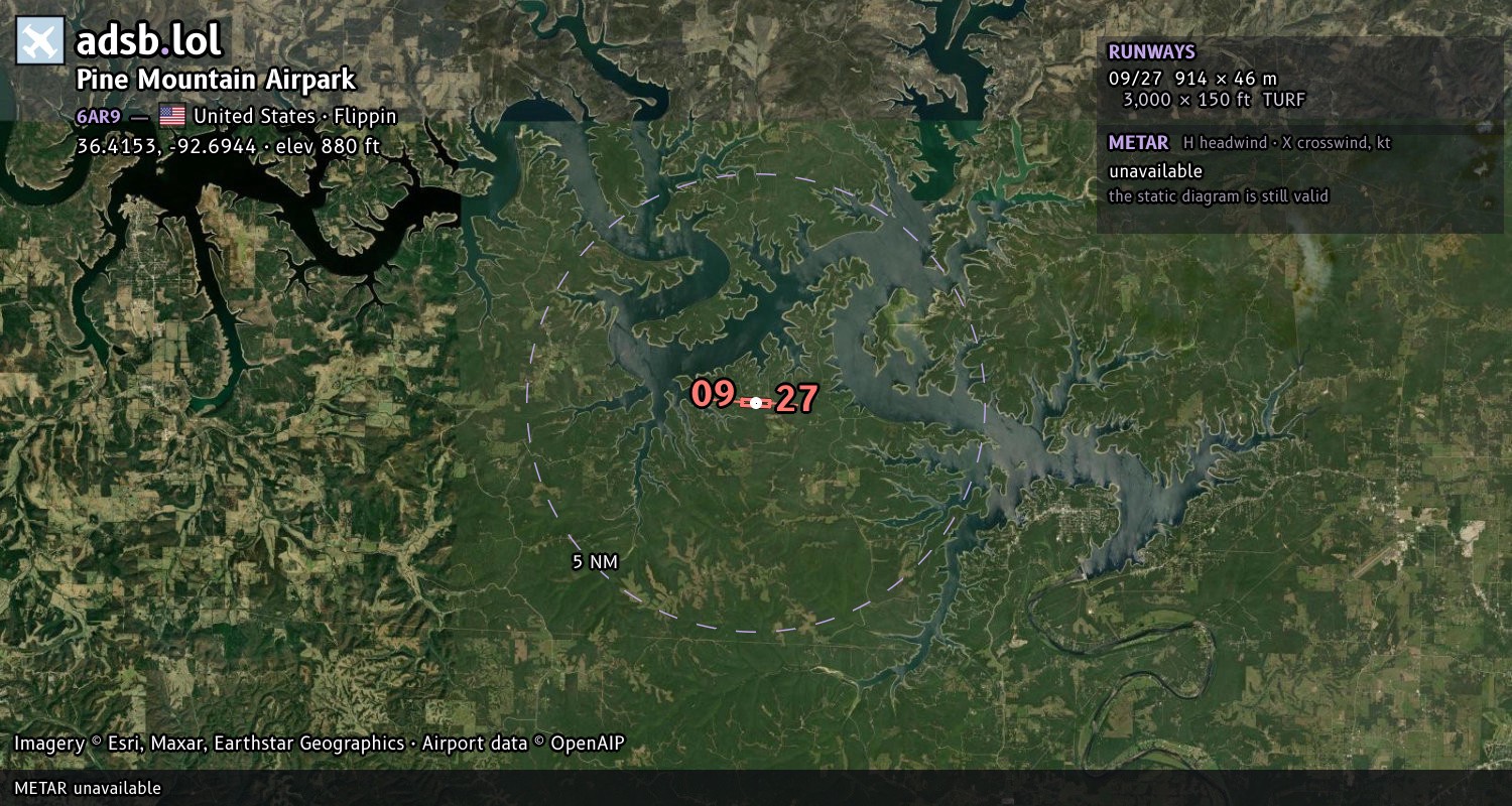 Satellite map with the runway layout of Pine Mountain Airpark (6AR9)
