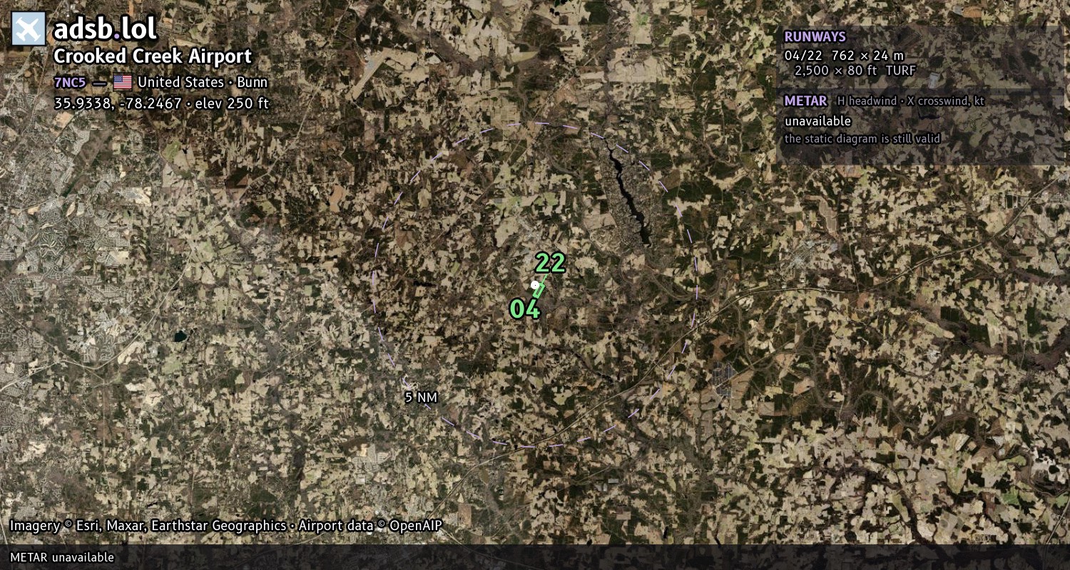 Satellite map with the runway layout of Crooked Creek Airport (7NC5)