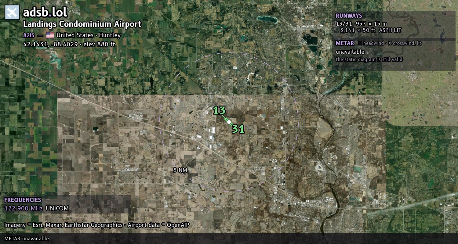 Satellite map with the runway layout of Landings Condominium Airport (82IS)