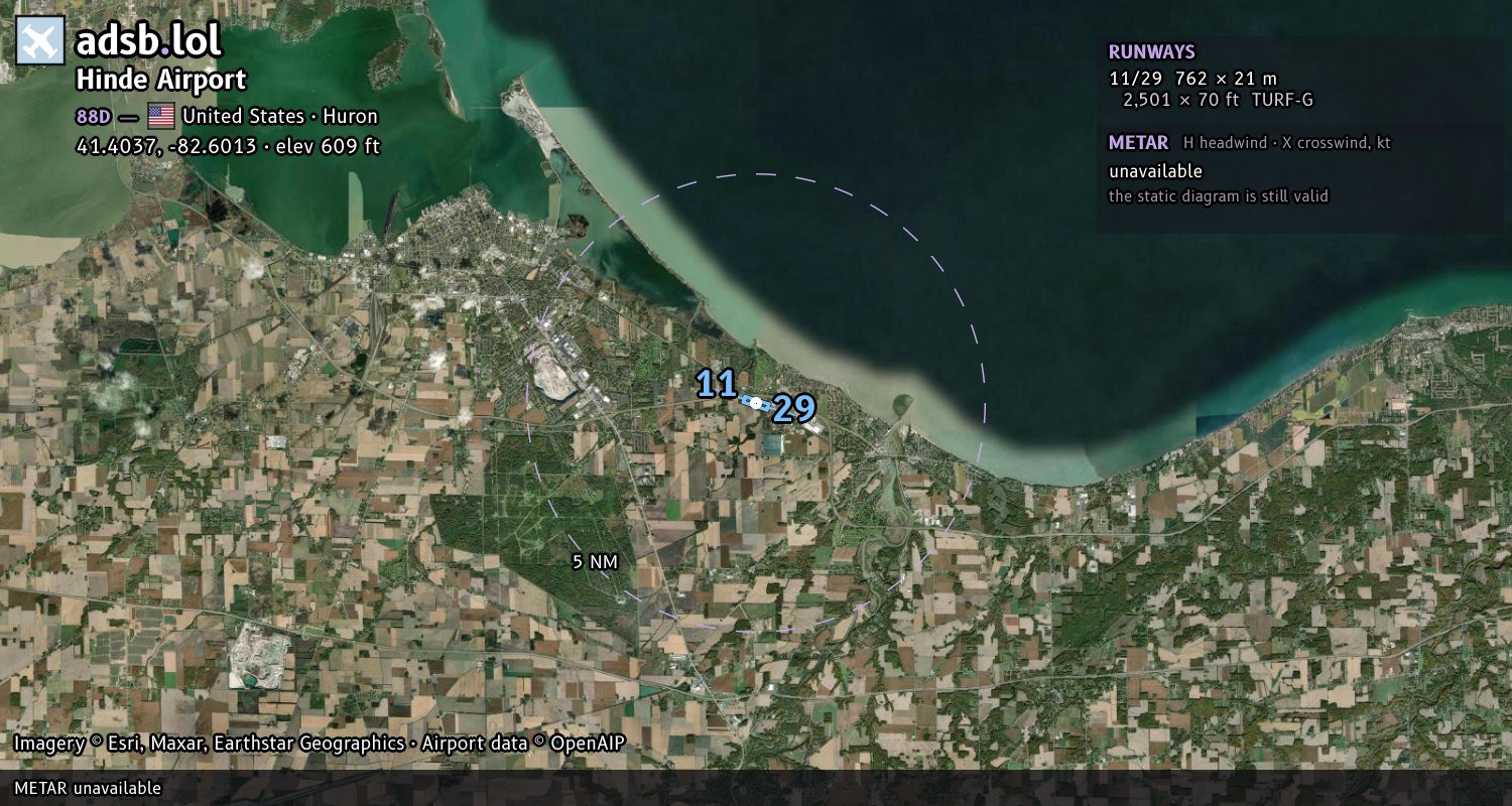Satellite map with the runway layout of Hinde Airport (88D)