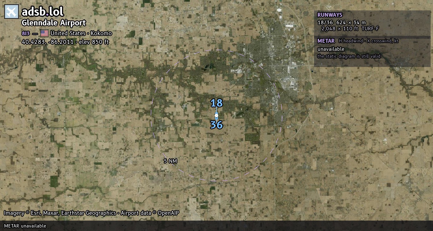 Satellite map with the runway layout of Glenndale Airport (8I3)