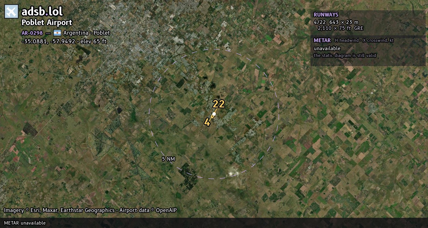 Satellite map with the runway layout of Poblet Airport (AR-0298)