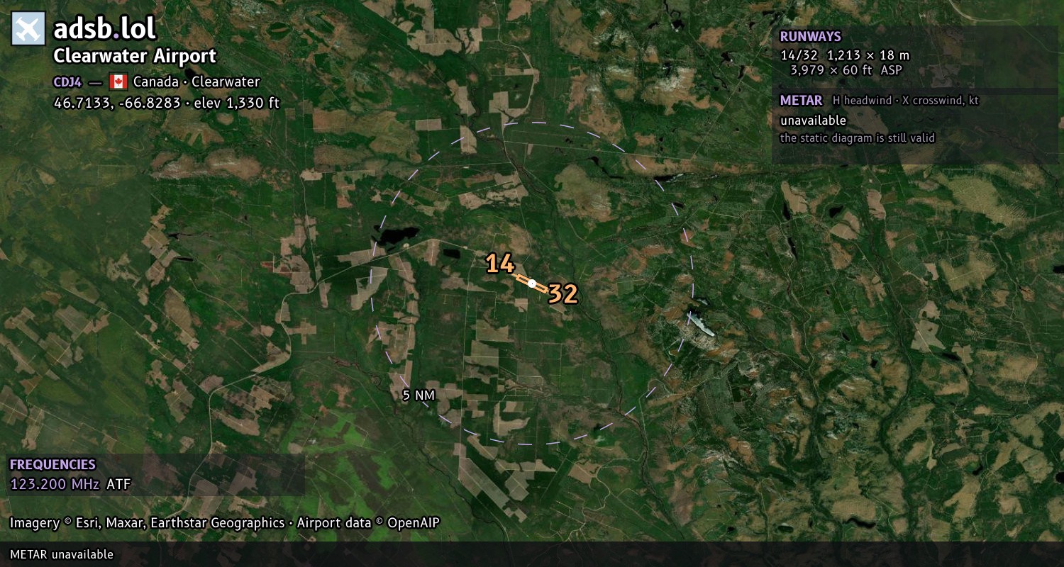 Satellite map with the runway layout of Clearwater Airport (CDJ4)