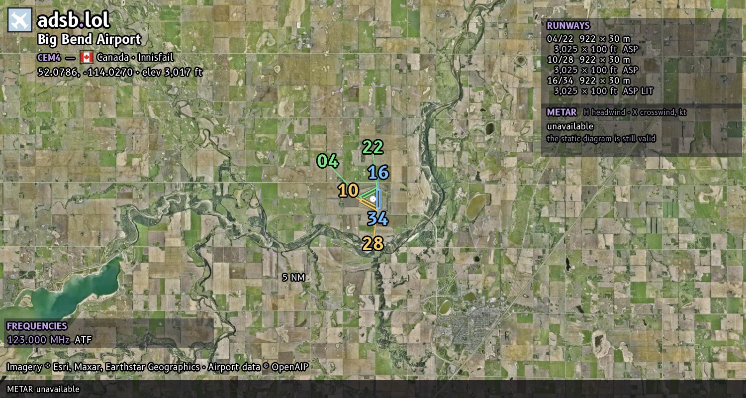 Satellite map with the runway layout of Big Bend Airport (CEM4)
