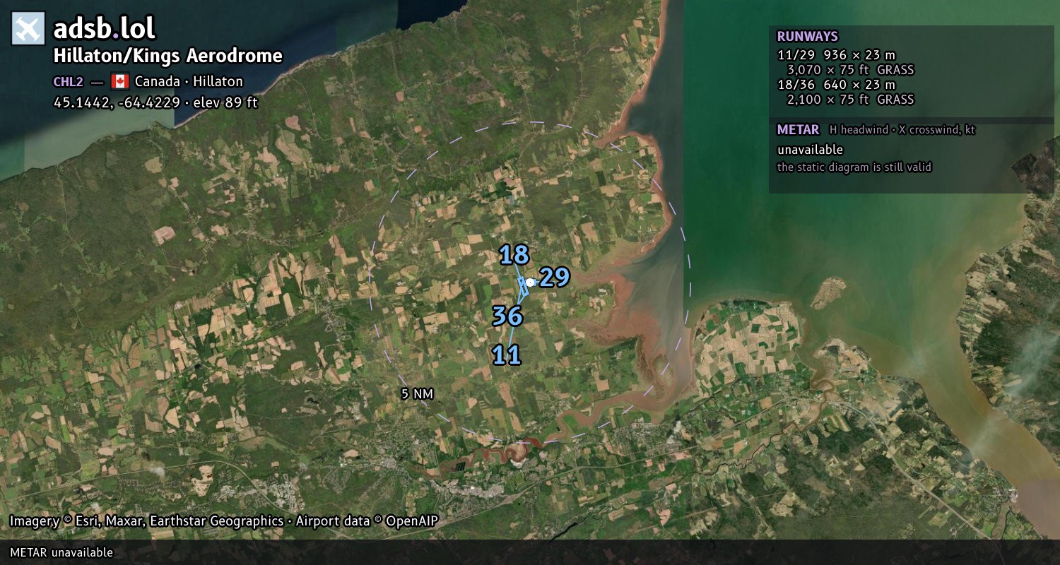 Satellite map with the runway layout of Hillaton/Kings Aerodrome (CHL2)