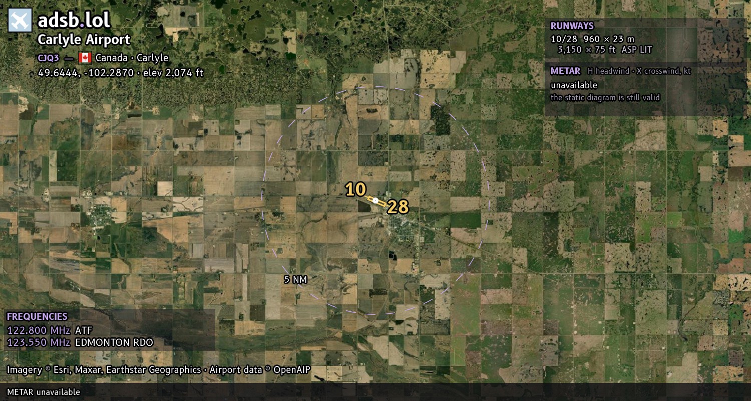 Satellite map with the runway layout of Carlyle Airport (CJQ3)