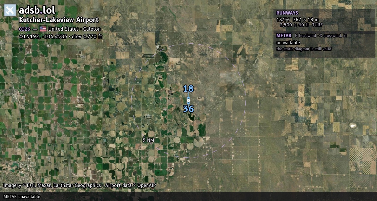Satellite map with the runway layout of Kutcher-Lakeview Airport (CO26)