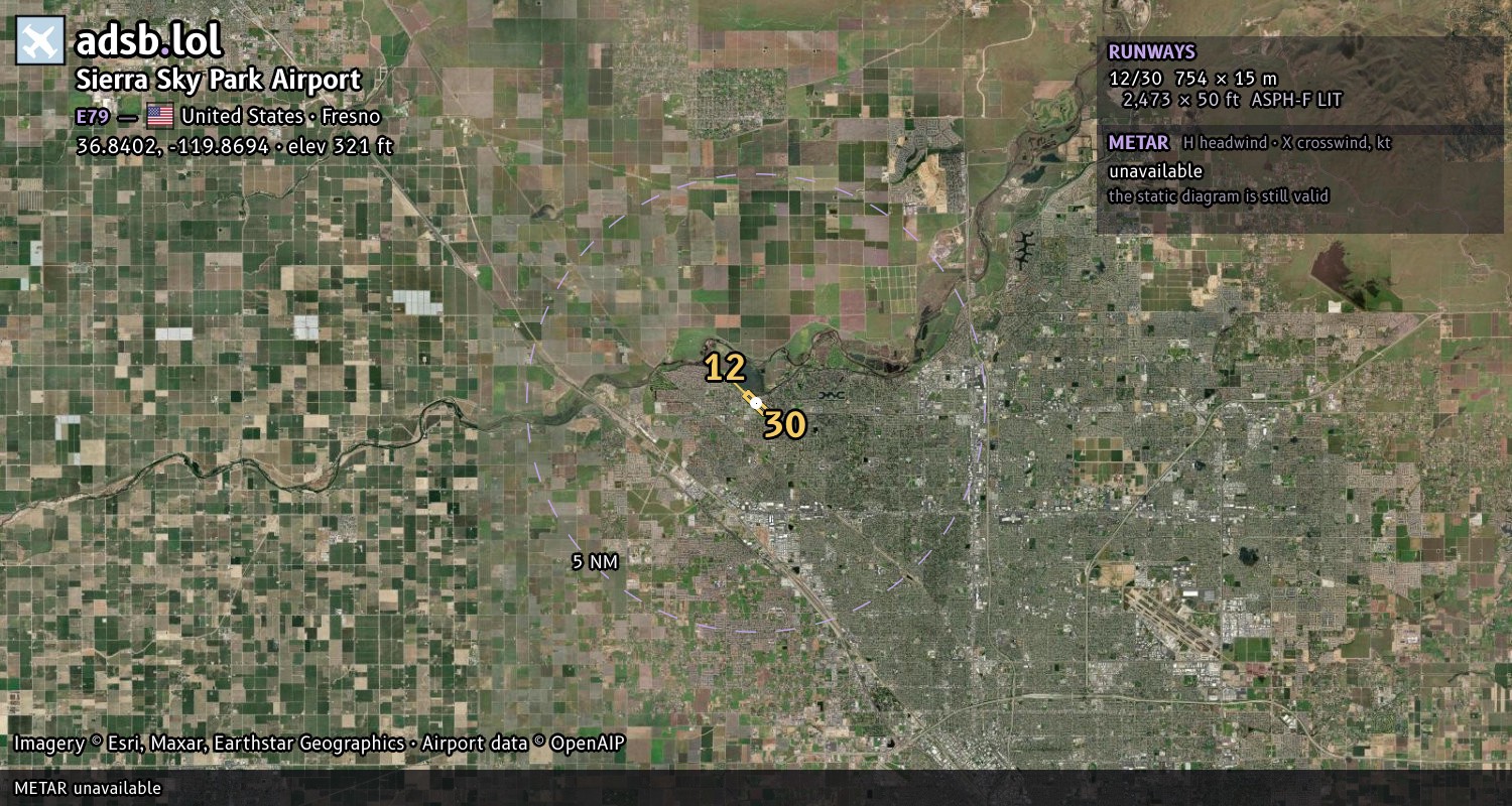 Satellite map with the runway layout of Sierra Sky Park Airport (E79)