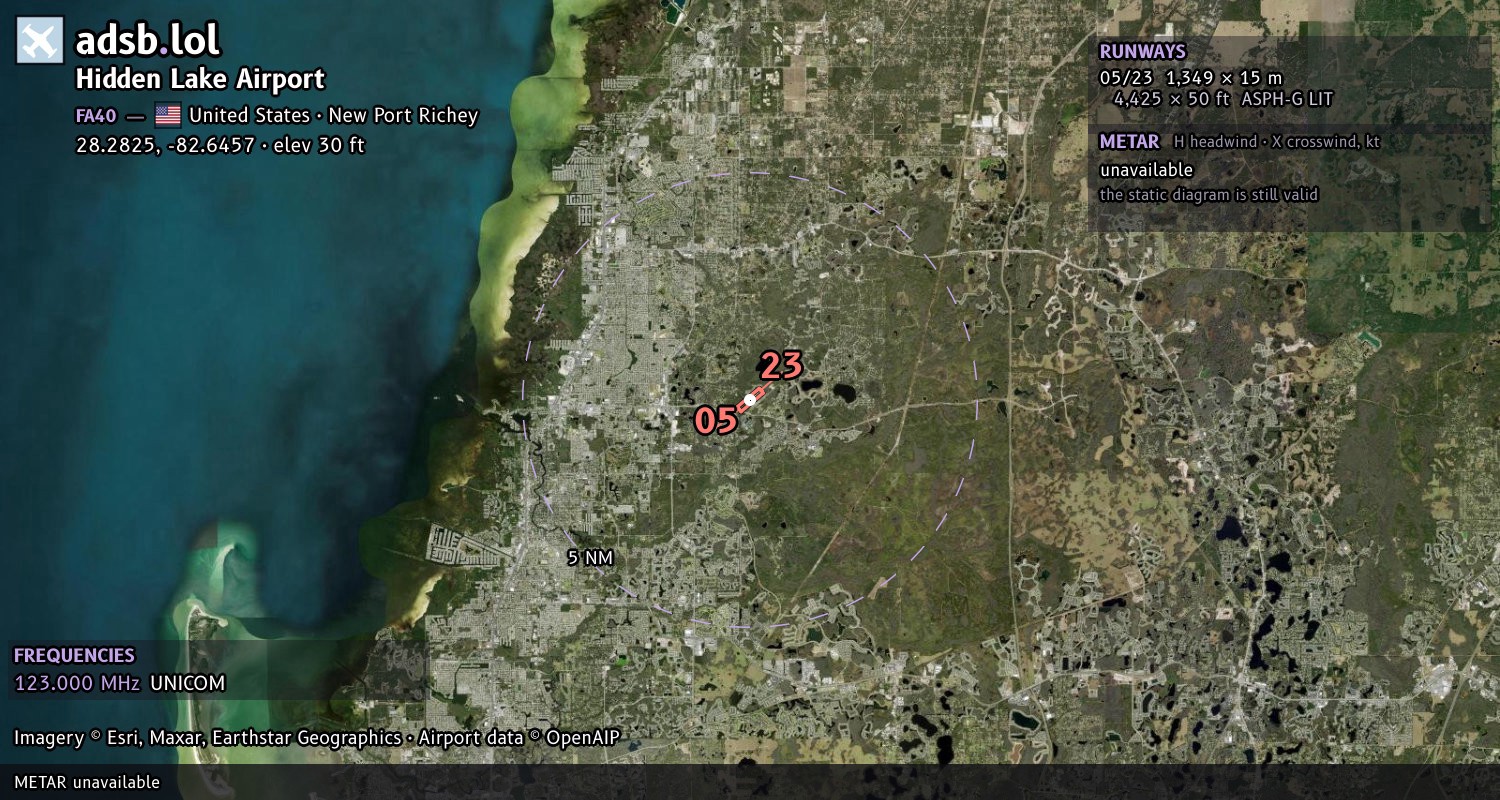 Satellite map with the runway layout of Hidden Lake Airport (FA40)