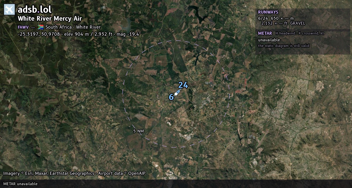 Satellite map with the runway layout of White River Mercy Air (FAWV)