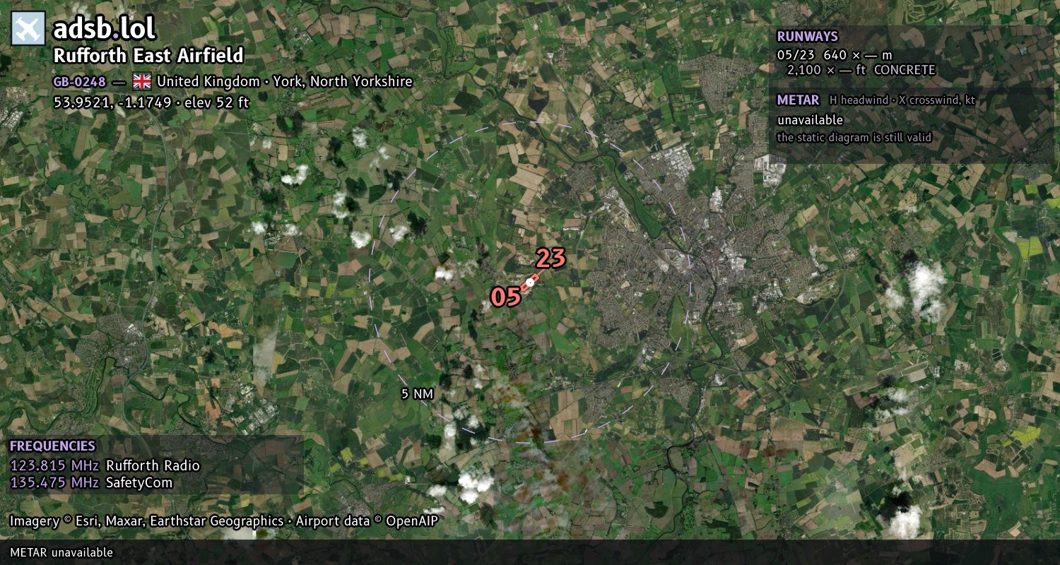 Satellite map with the runway layout of Rufforth East Airfield (GB-0248)