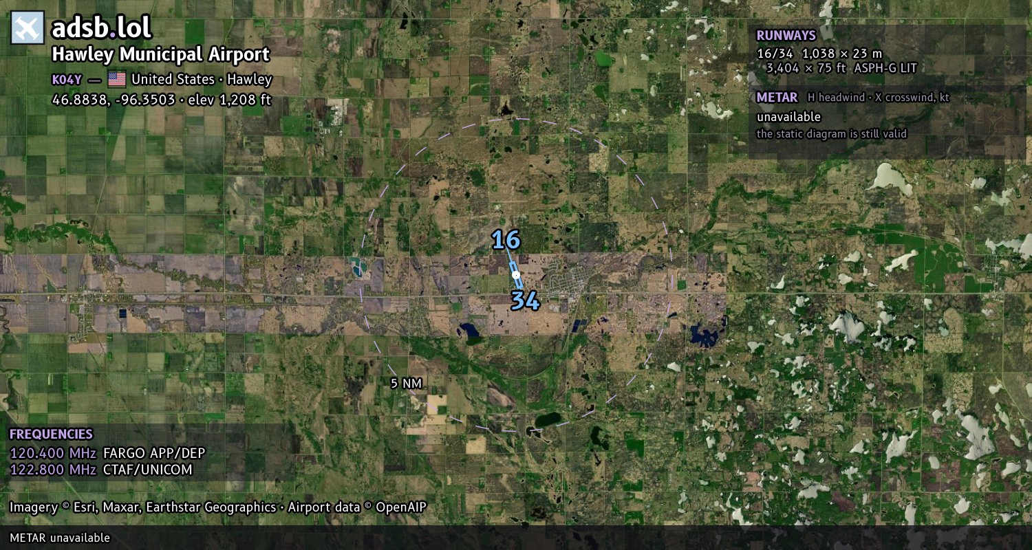 Satellite map with the runway layout of Hawley Municipal Airport (K04Y)
