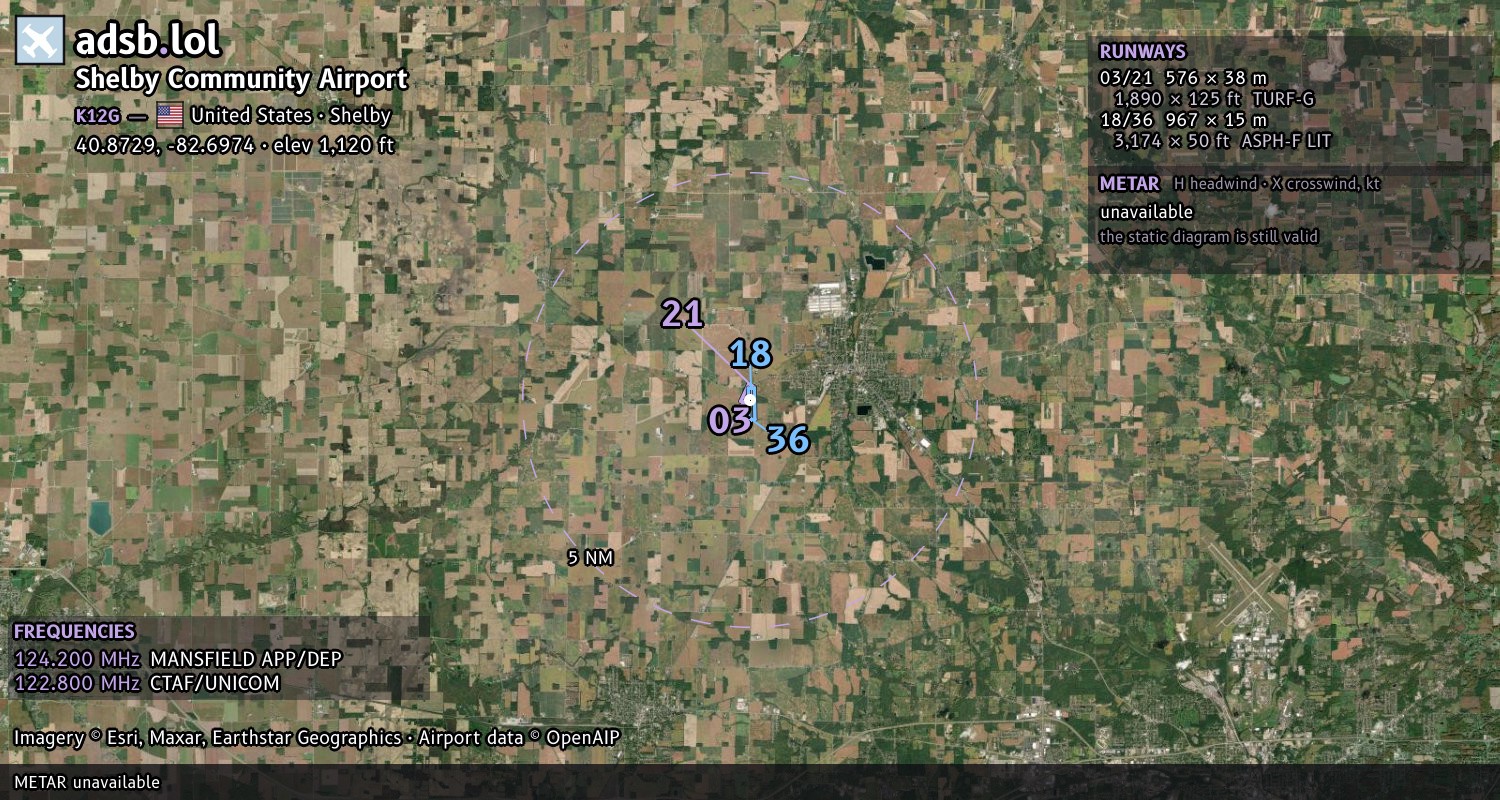 Satellite map with the runway layout of Shelby Community Airport (K12G)