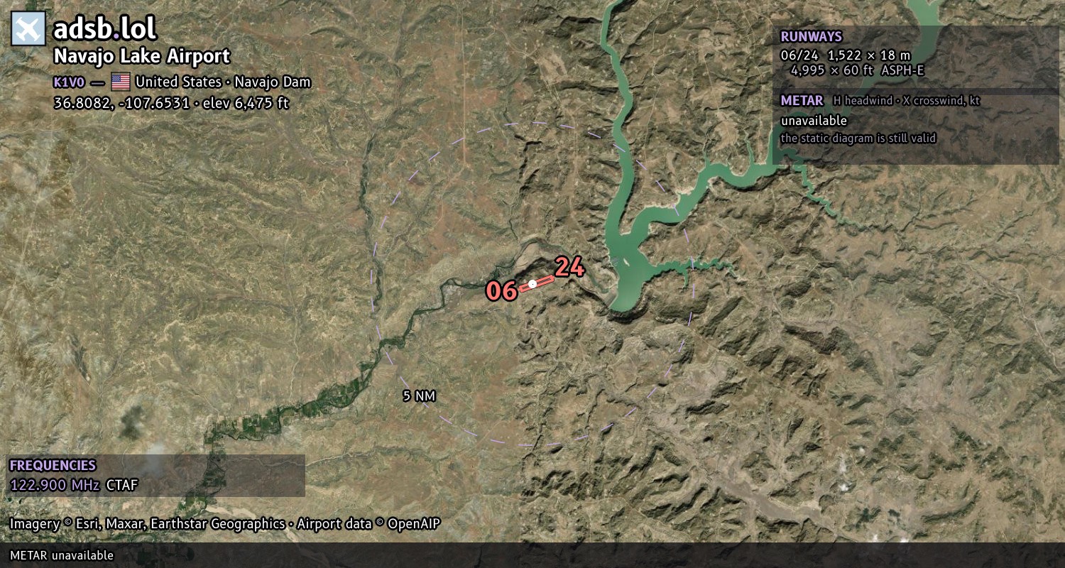 Satellite map with the runway layout of Navajo Lake Airport (K1V0)