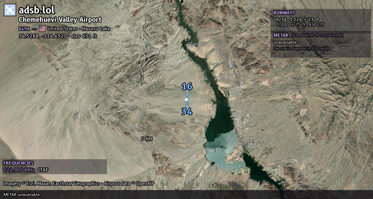 Satellite map with the runway layout of Chemehuevi Valley Airport (K49X)