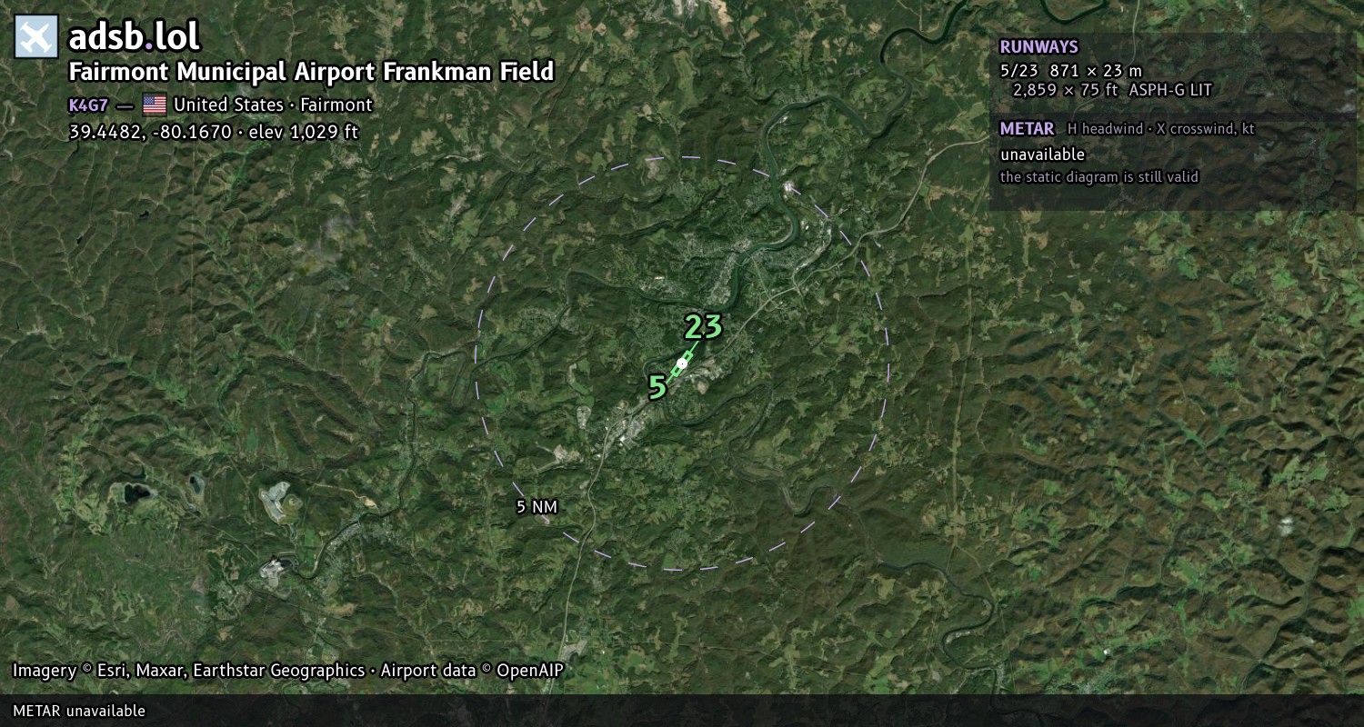 Satellite map with the runway layout of Fairmont Municipal Airport Frankman Field (K4G7)