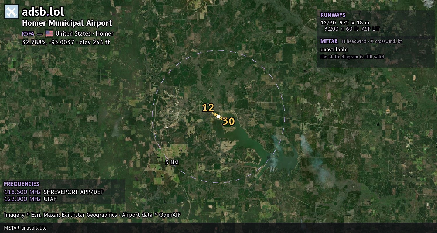 Satellite map with the runway layout of Homer Municipal Airport (K5F4)
