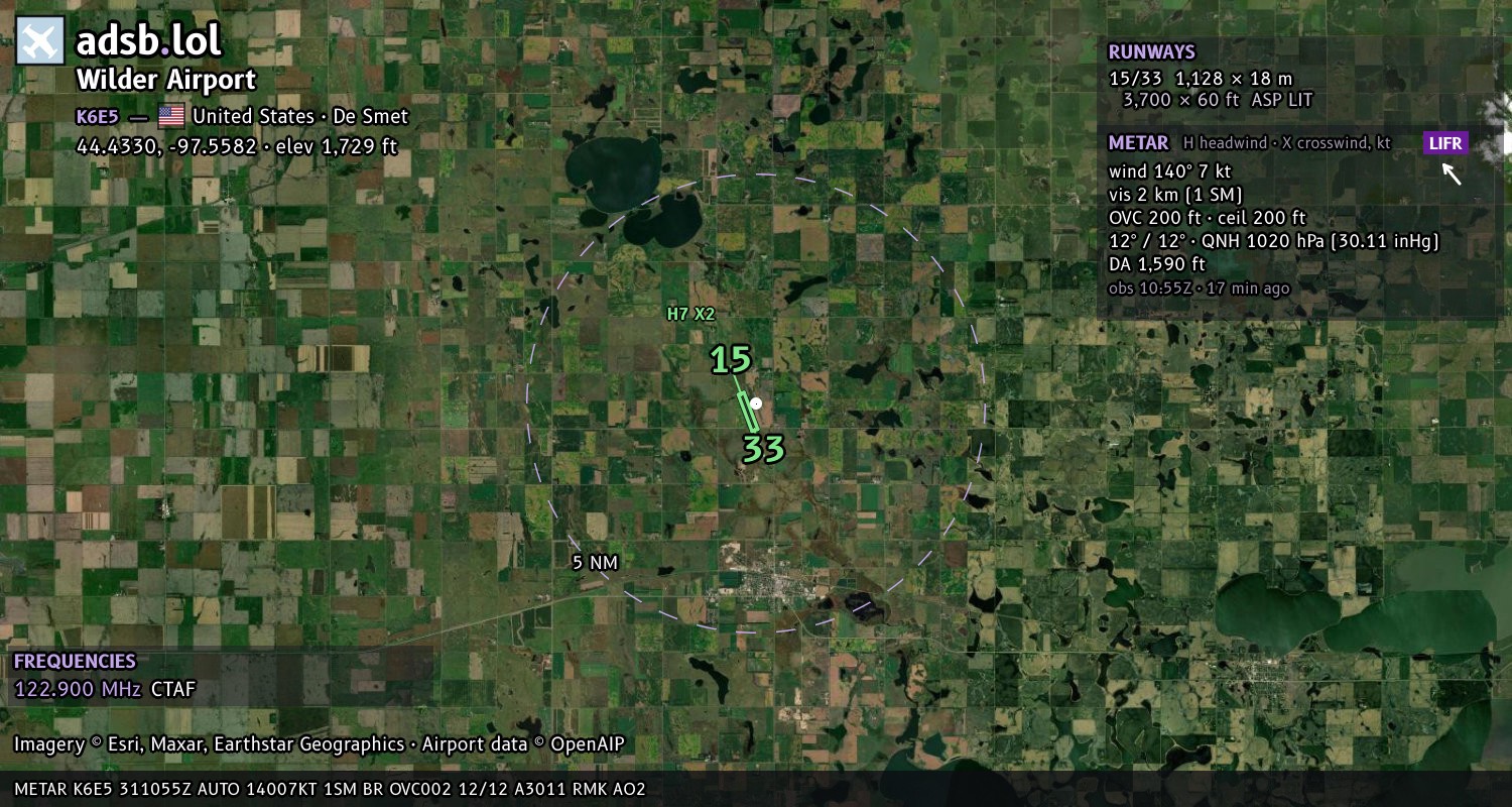 Satellite map with the runway layout of Wilder Airport (K6E5)