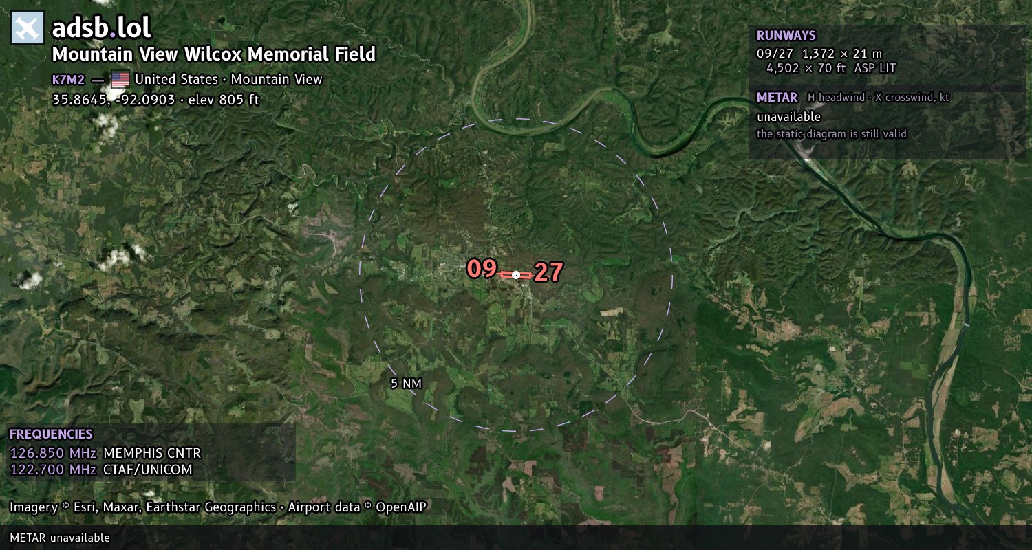 Satellite map with the runway layout of Mountain View Wilcox Memorial Field (K7M2)
