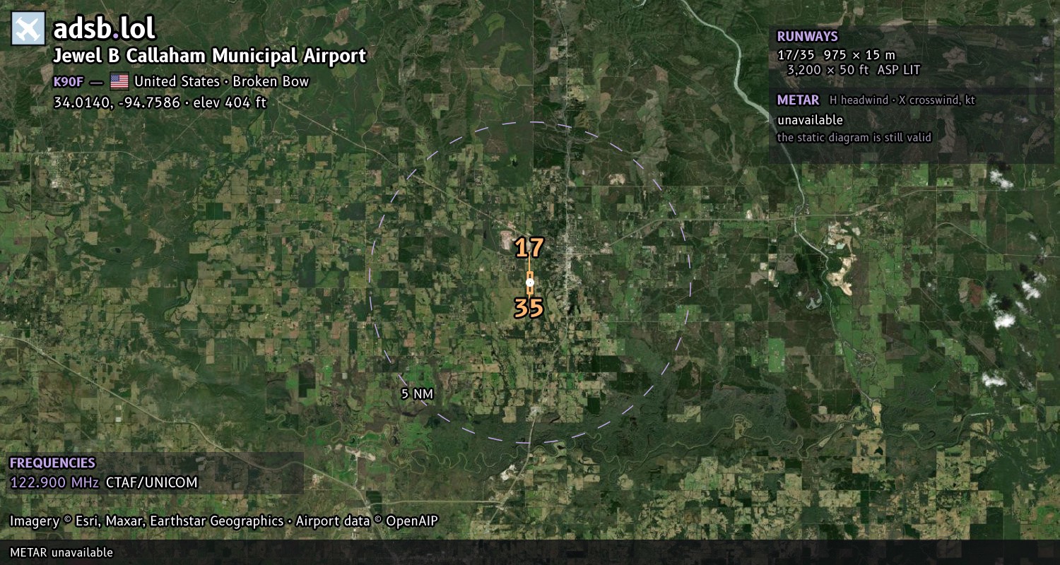Satellite map with the runway layout of Jewel B Callaham Municipal Airport (K90F)