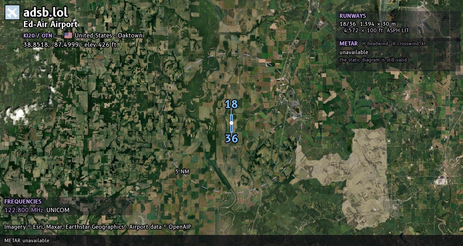 Satellite map with the runway layout of Ed-Air Airport (KI20)