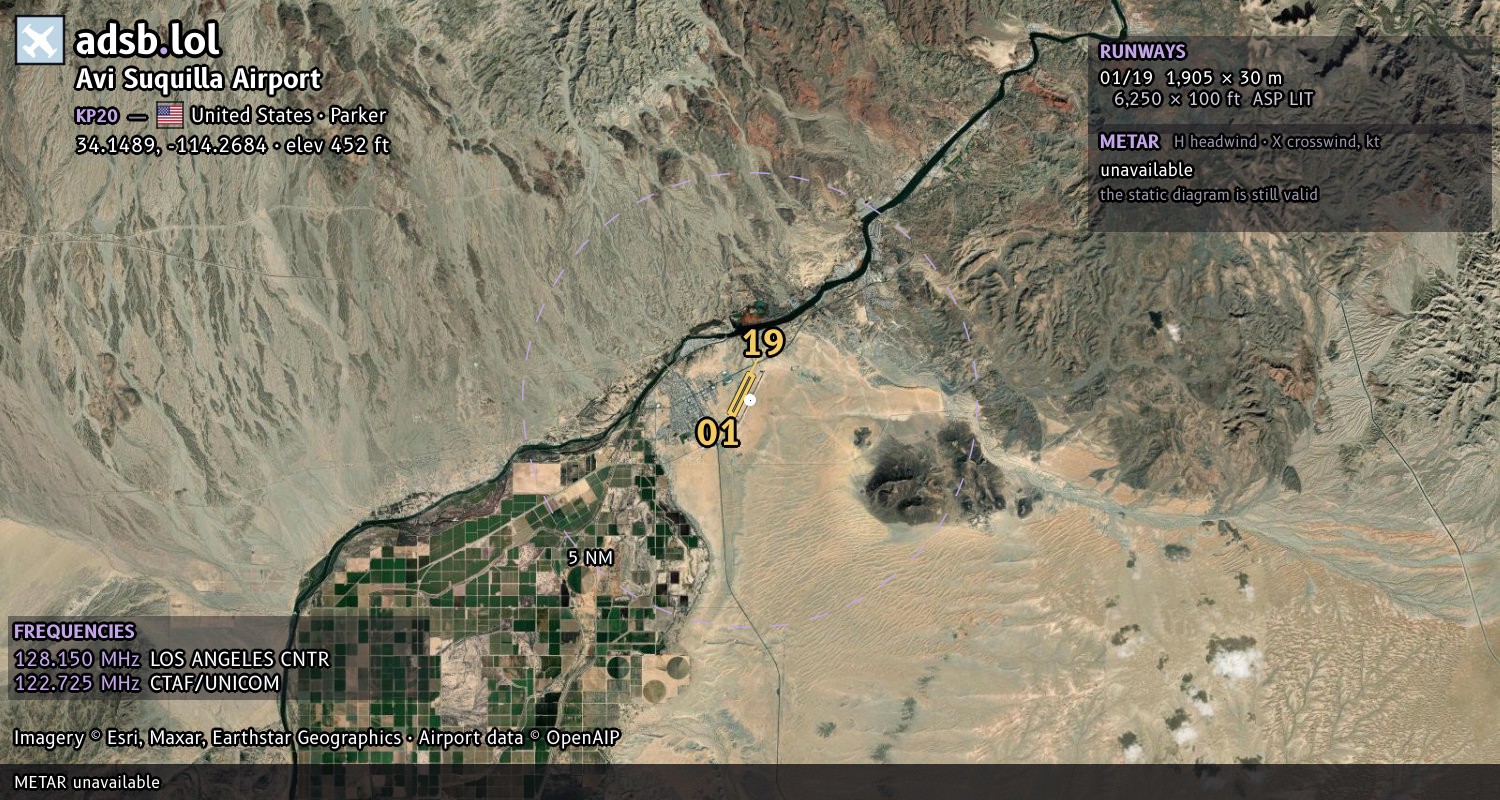 Satellite map with the runway layout of Avi Suquilla Airport (KP20)