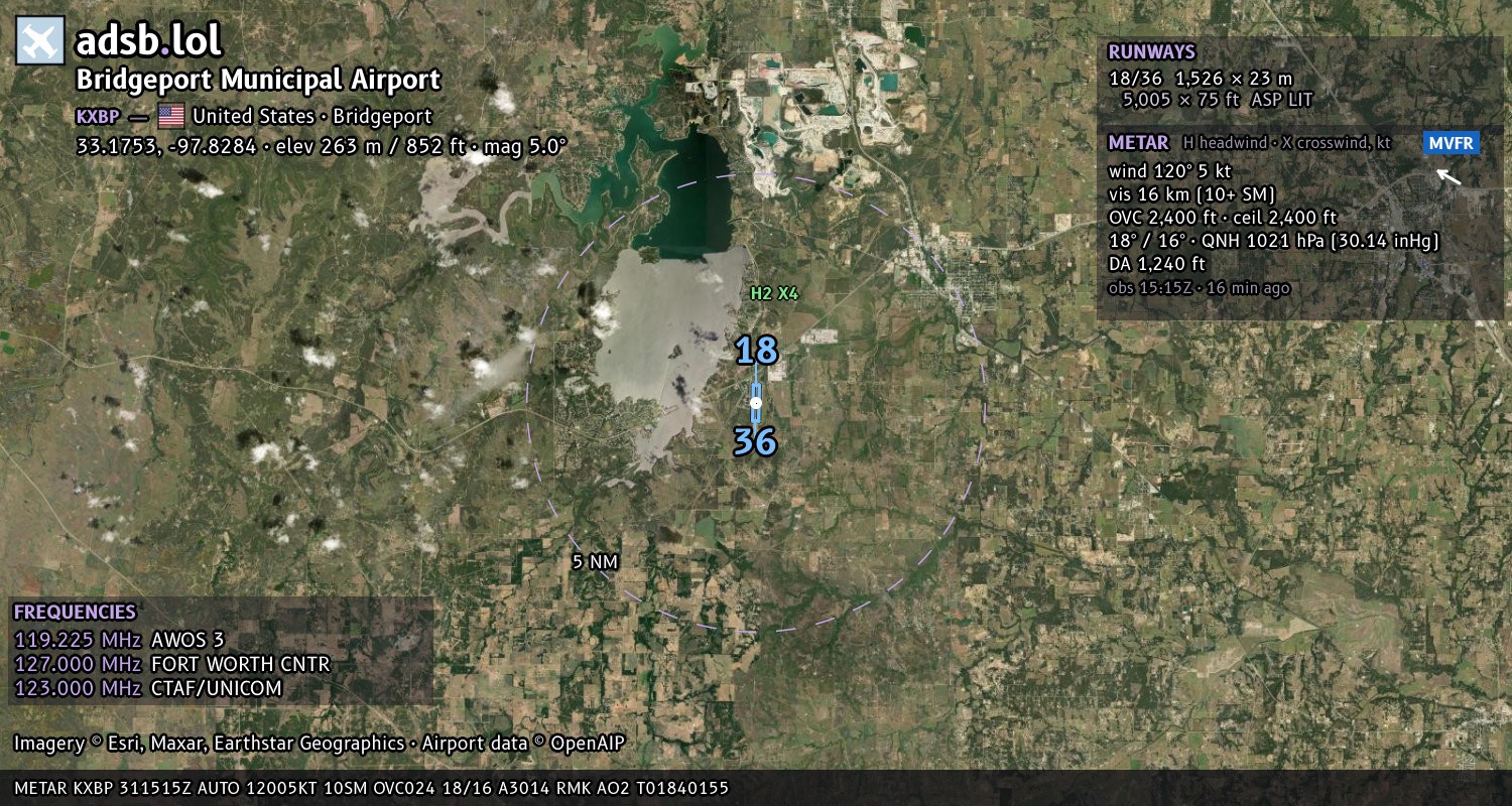 Satellite map with the runway layout of Bridgeport Municipal Airport (KXBP)