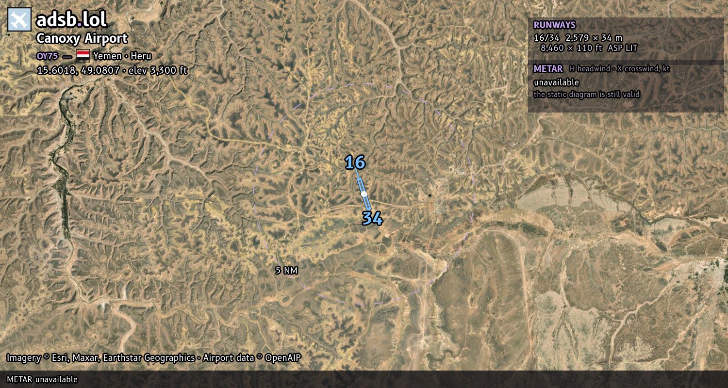 Satellite map with the runway layout of Canoxy Airport (OY75)