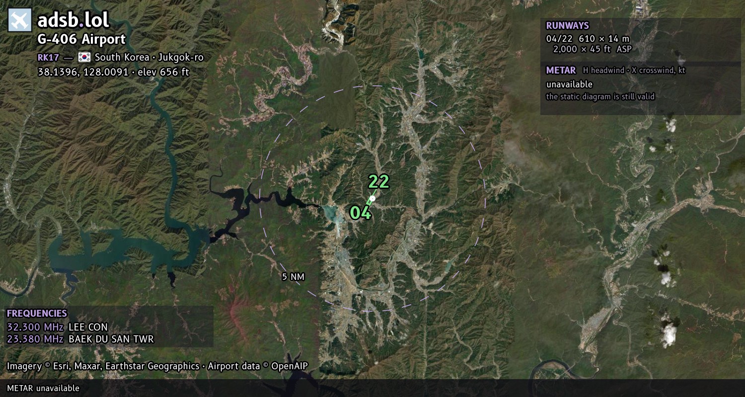 Satellite map with the runway layout of G-406 Airport (RK17)