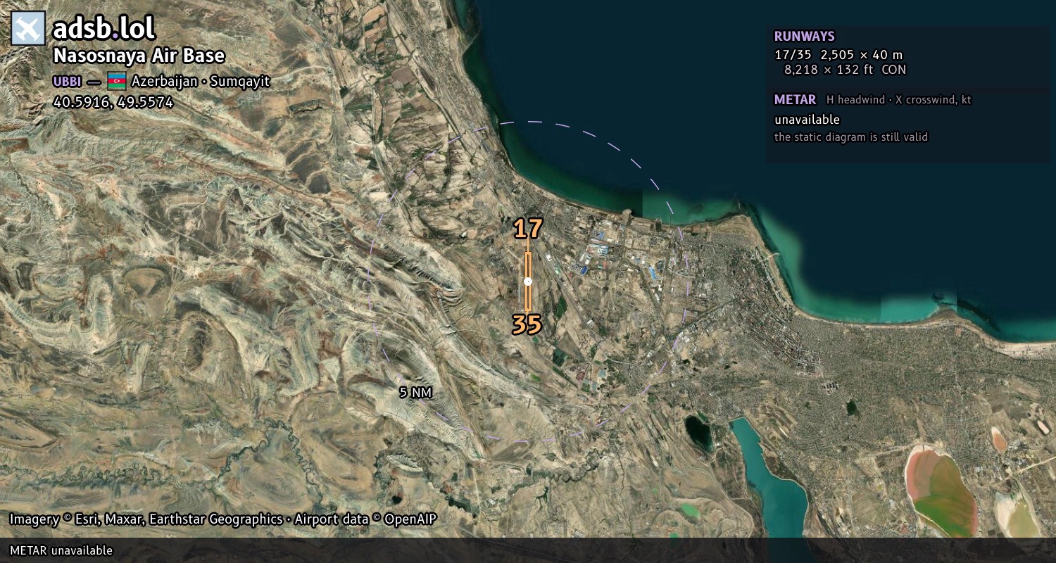 Satellite map with the runway layout of Nasosnaya Air Base (UBBI)