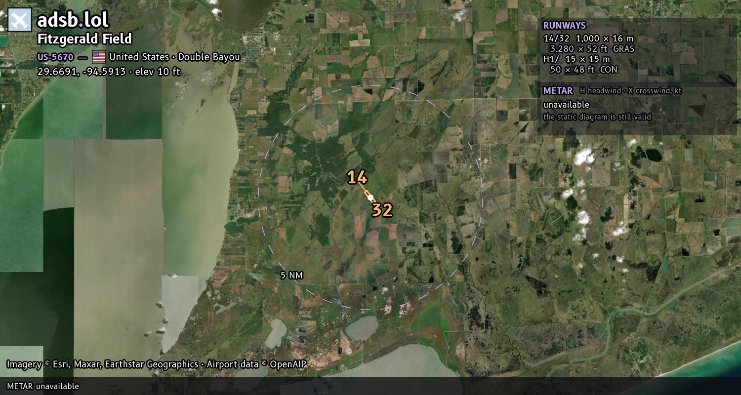 Satellite map with the runway layout of Fitzgerald Field (US-5670)