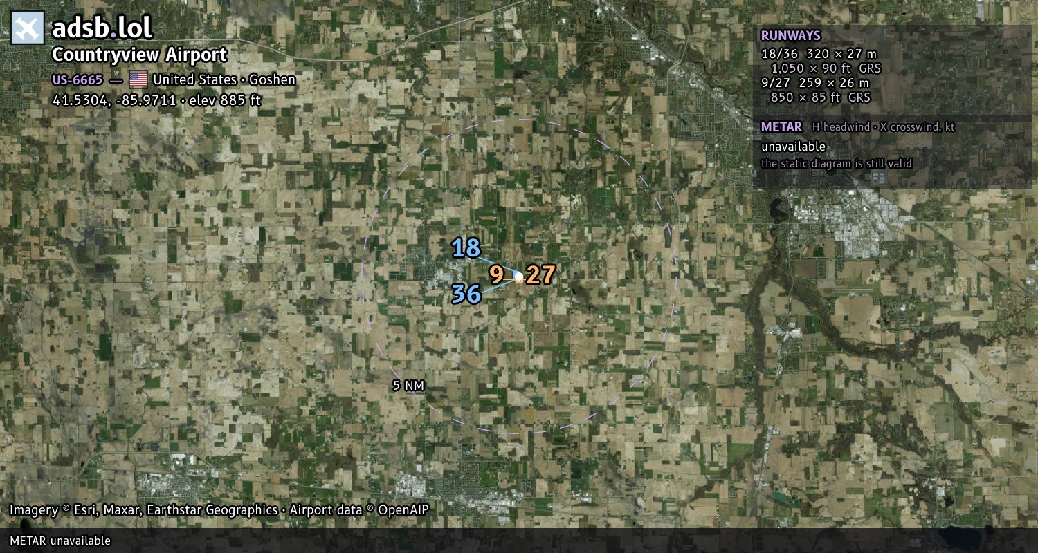 Satellite map with the runway layout of Countryview Airport (US-6665)
