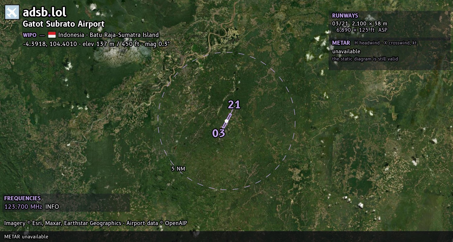 Satellite map with the runway layout of Gatot Subrato Airport (WIPO)