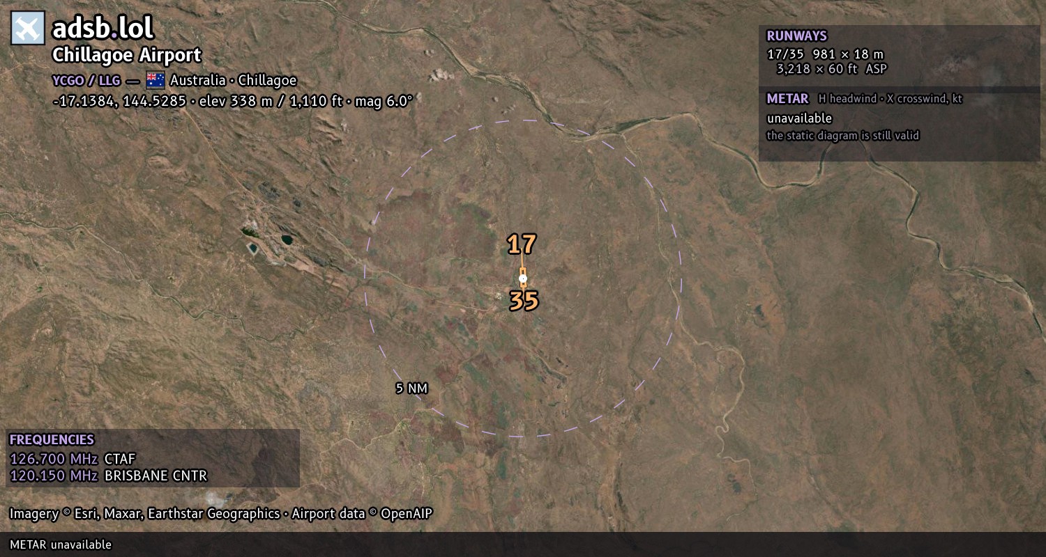 Satellite map with the runway layout of Chillagoe Airport (YCGO)